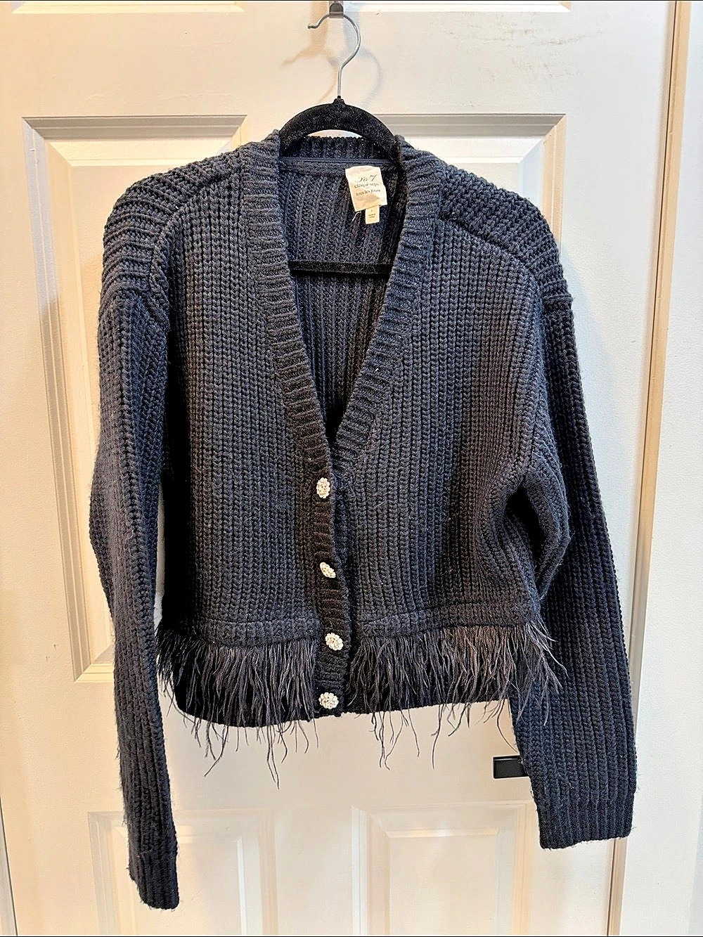 Cinq à Sept Vida Feather Cardigan Black